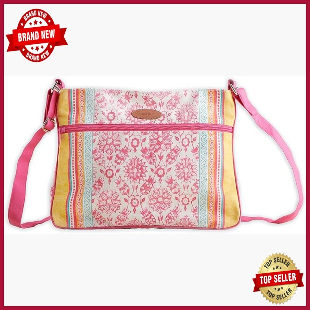 Cotton Canvas Crossbody Bag with Adjustable Strap, 12x9.4 Inches
